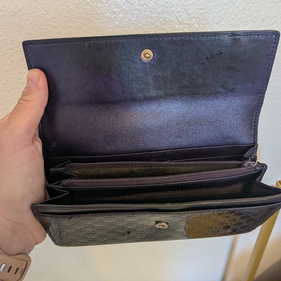 Gucci Guccisima Patent Leather Deep Purple Long Snap Wallet - Picture 13 of 16
